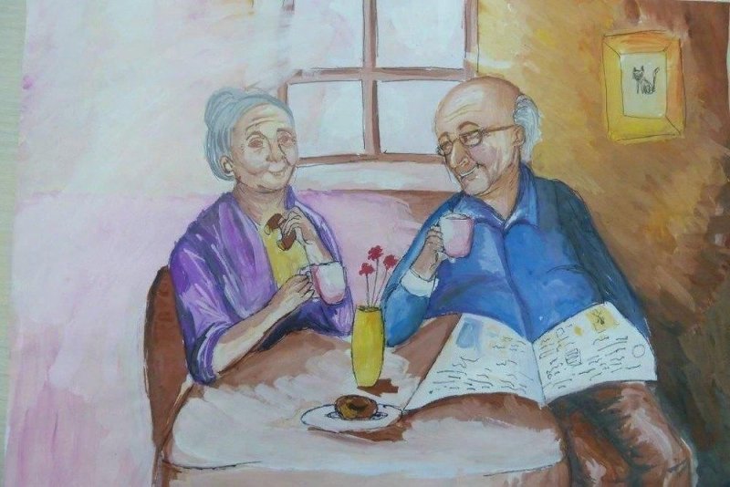 Бабушка и дедушка рисунок