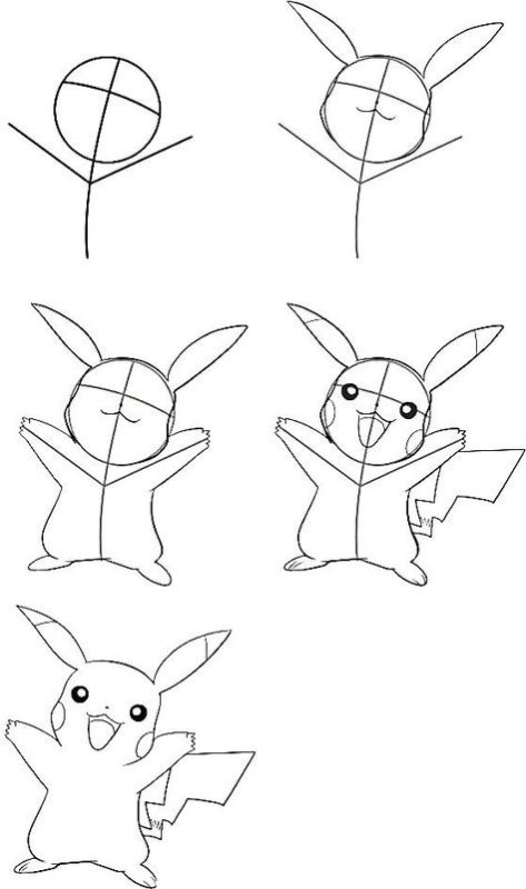 Как рисовать Пикачу Pokemon