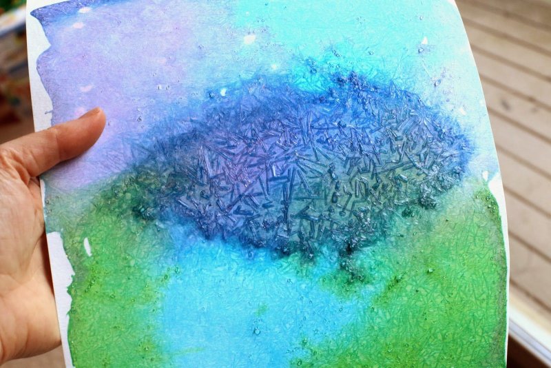 Техника рисования солью и акварелью