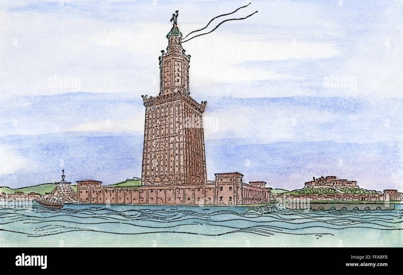 7 Чудес света Александрийский Маяк рисунок
