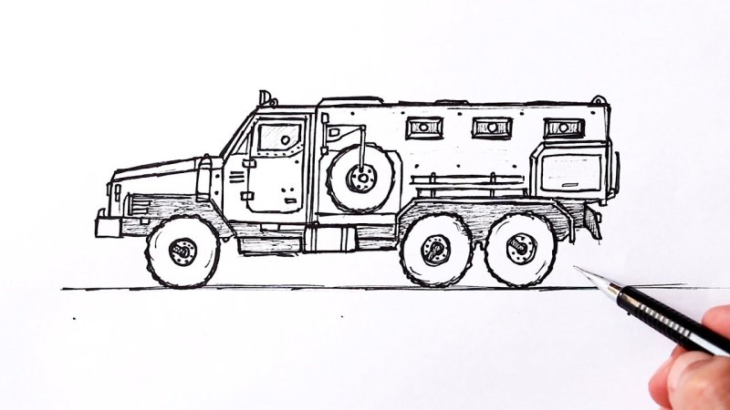 Военный грузовик рисование