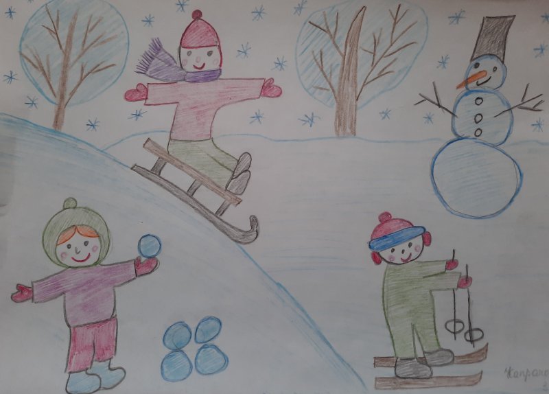 Рисование зимние забавы