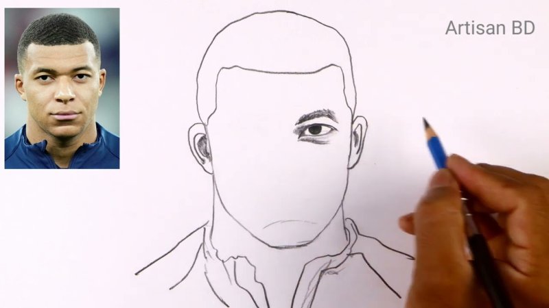 Мбаппе рисунок карандашом