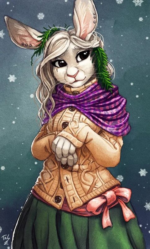 Новогодний заяц арт