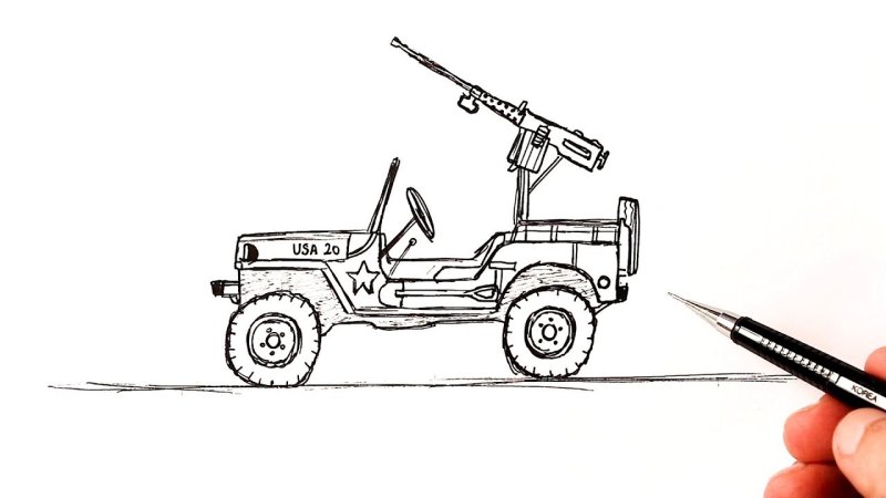 Военная машина срисовать