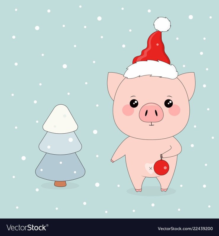 Новогодний поросенок арт