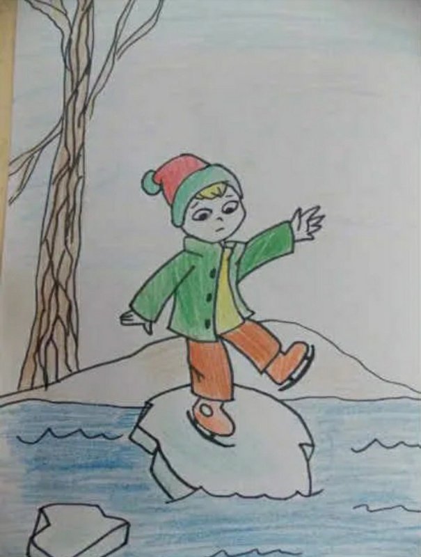 Рисование безопасность на льду
