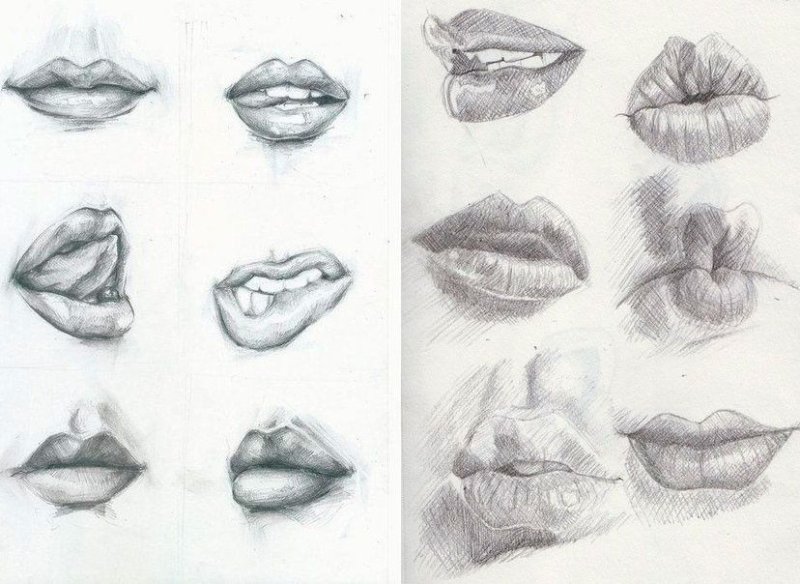 Рисование губ карандашом