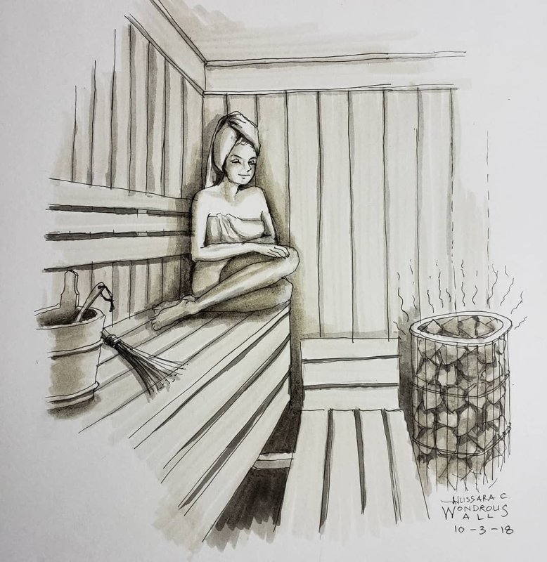 Банька рисунок карандашом