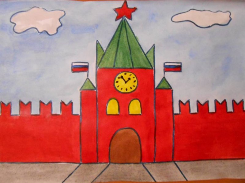 Спасская башня Кремля рисование