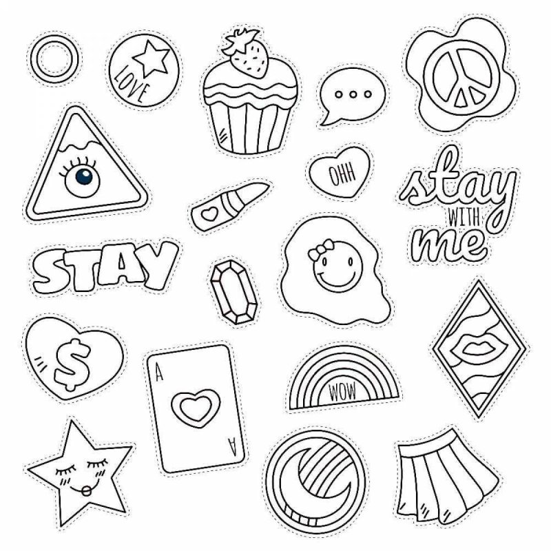 маленькие рисунки для наклеек чёрно белые