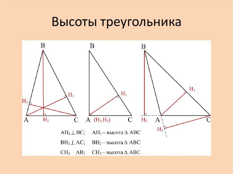 Как показывается высота треугольника