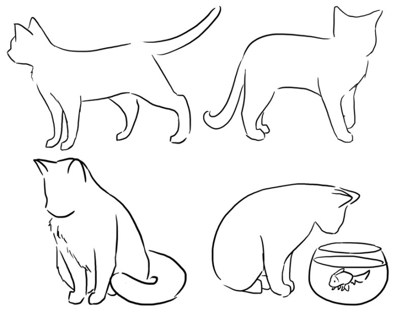 Позы кошек для рисования