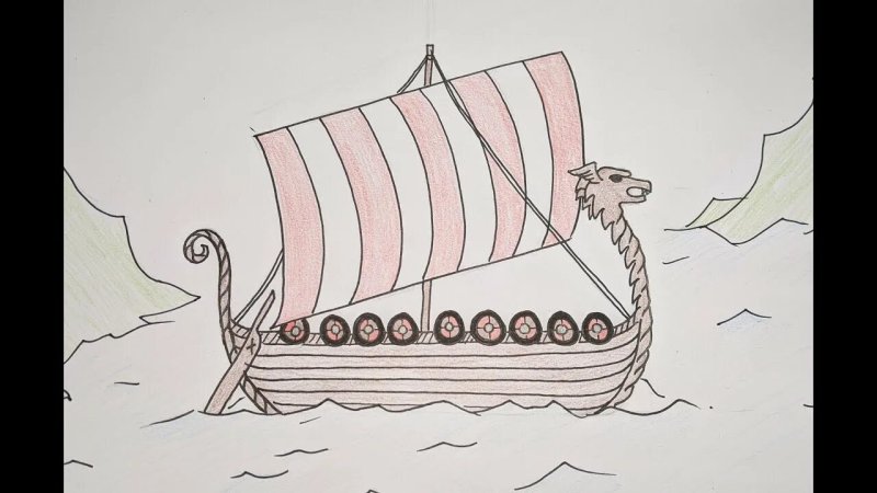 Лодка викингов рисунок