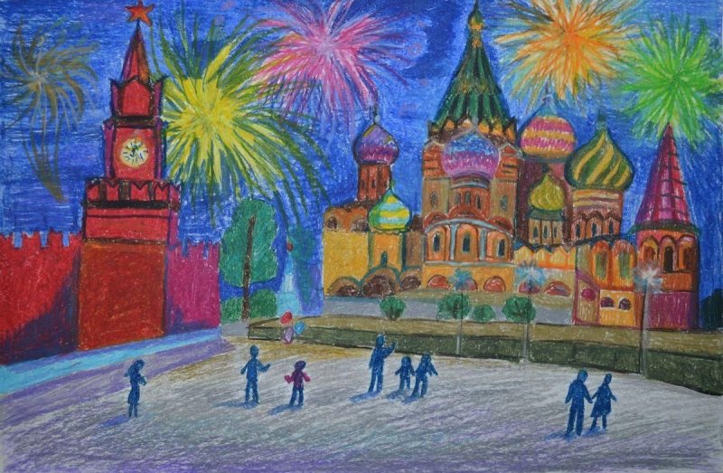 Красная площадь рисунок для детей