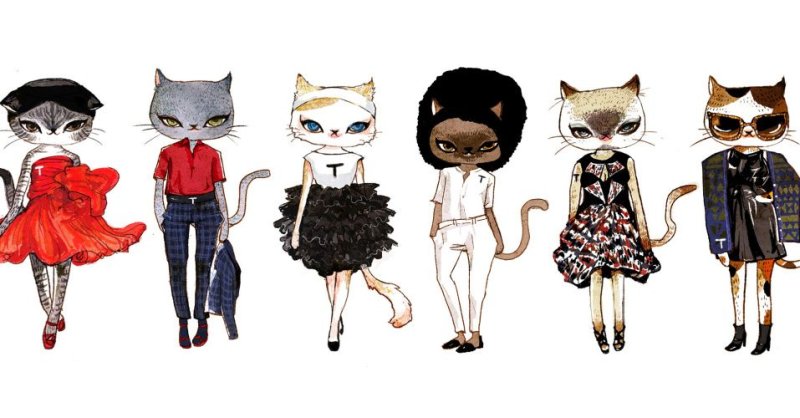 Мультяшные коты в одежде