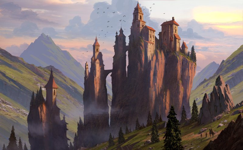 замок у подножия горы арт