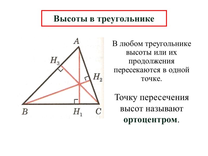 Как пересекаются высоты в треугольнике