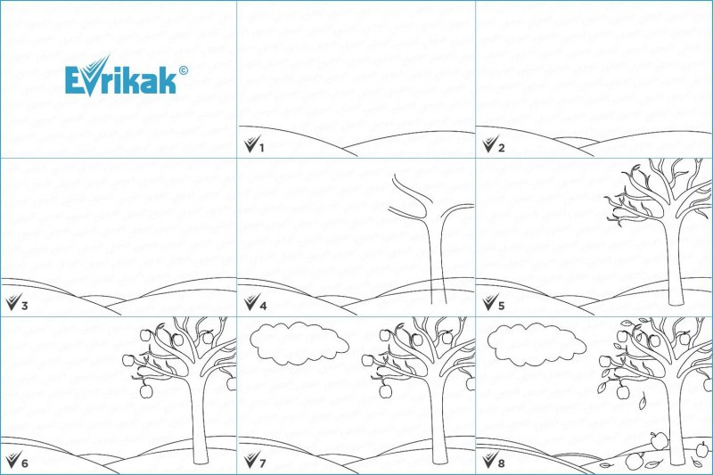 поэтапное рисование пейзажа для детей