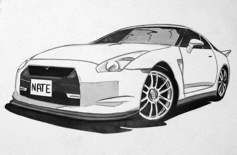 Nissan GTR r35 карандашом