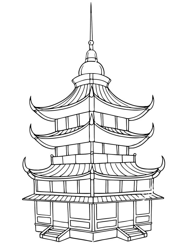 Китайский храм раскраска
