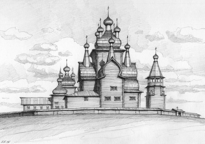 Ансамбль Кижского погоста рисунок