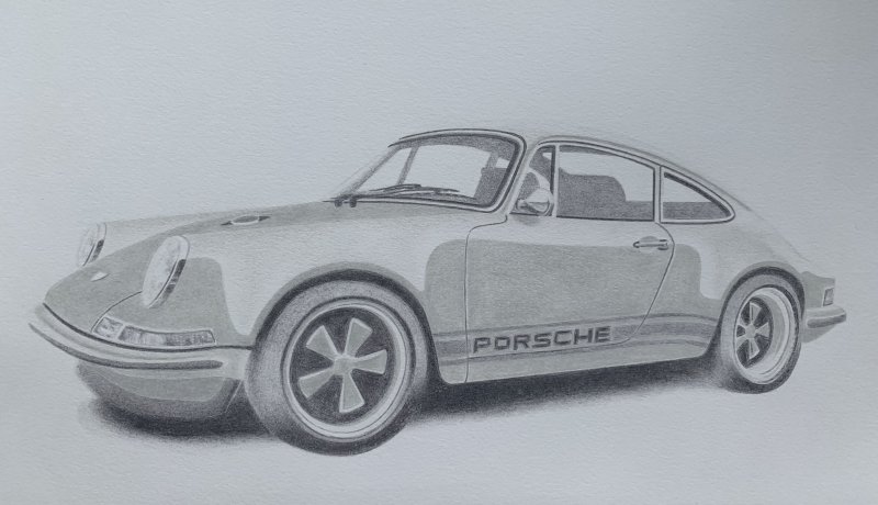 Порше 911 рисунок карандашом