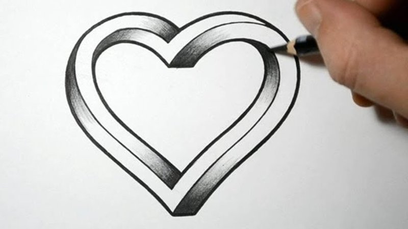 Красивое сердце карандашом