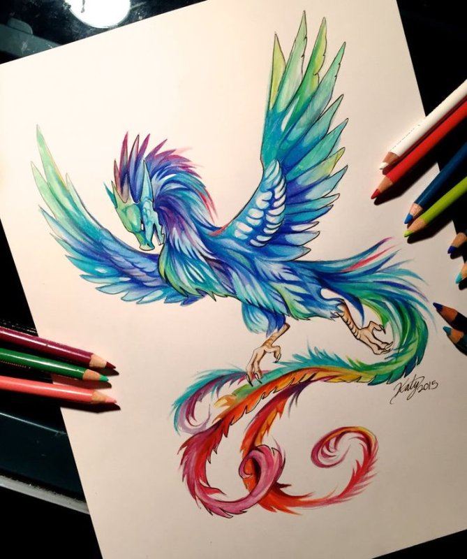Птица Феникс рисунок