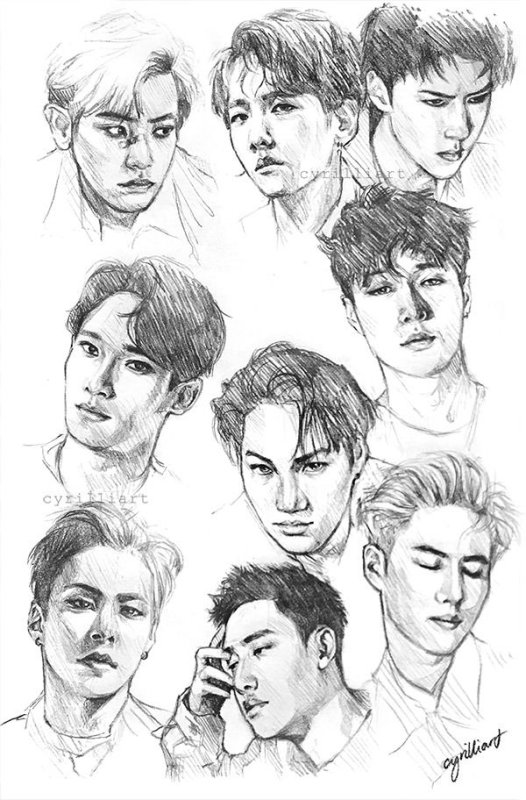 EXO рисунки карандашом