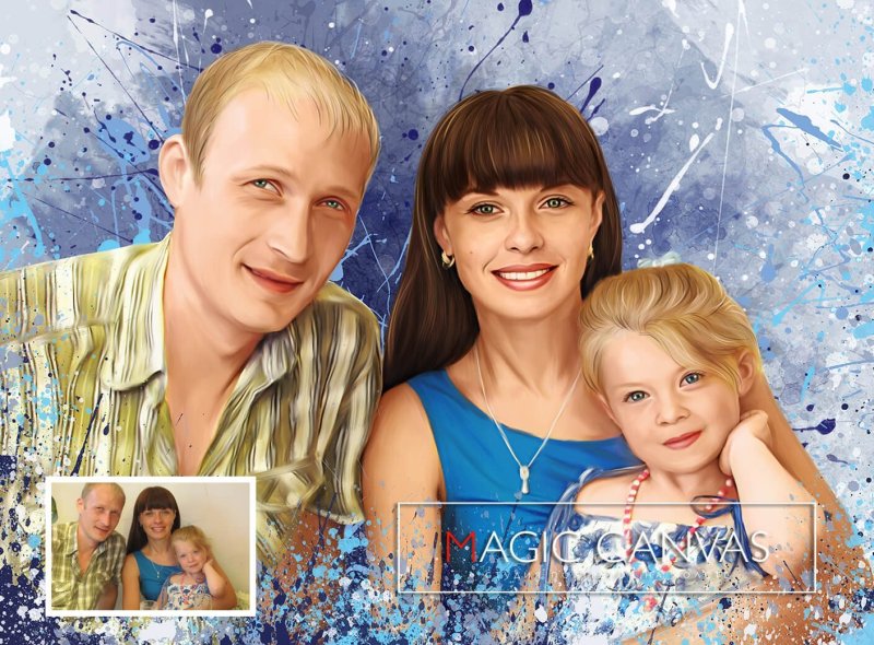 Семейный портрет на холсте