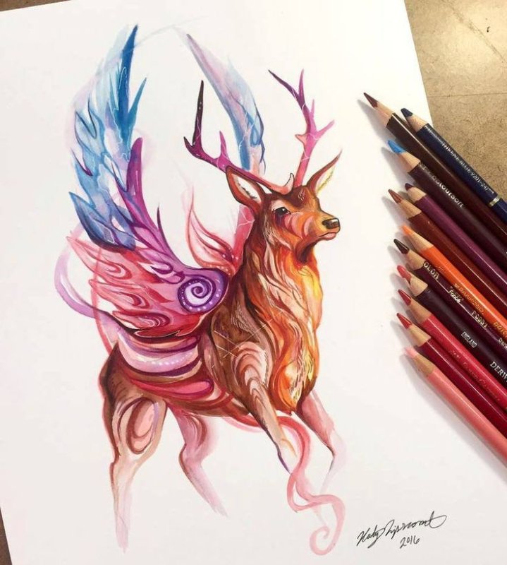 Карандашный рисунок цветной