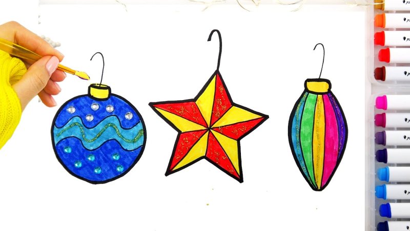 Новогодние игрушки срисовать