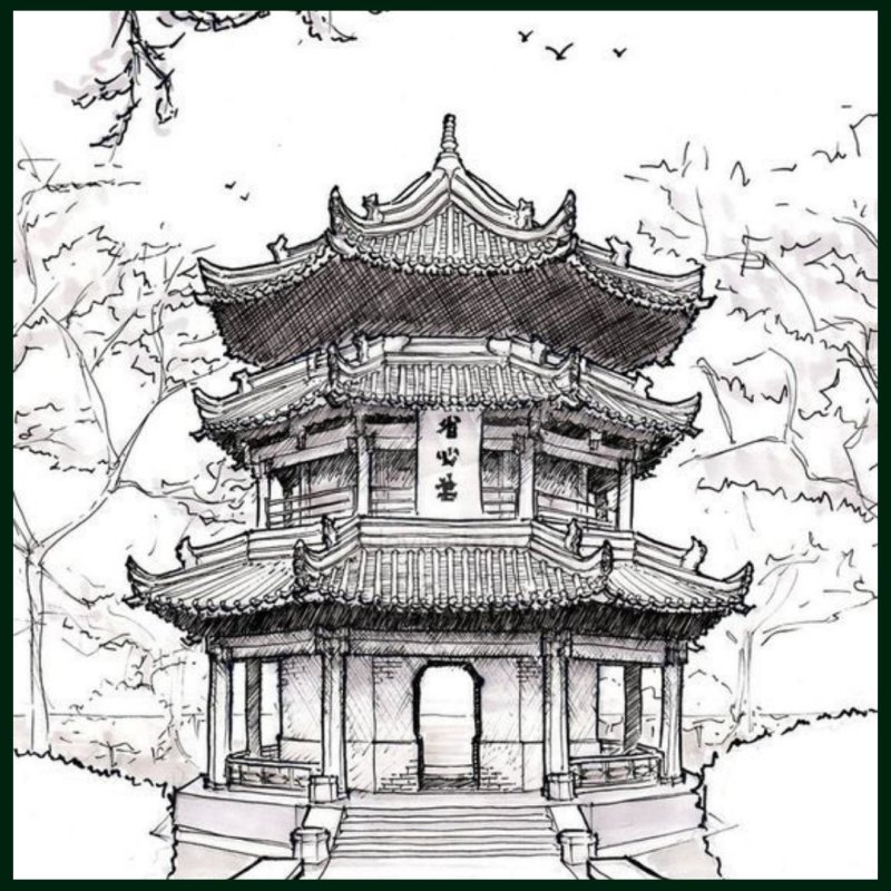 китайская архитектура рисунок