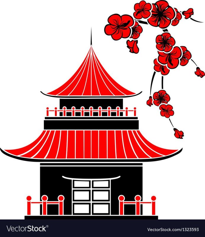 японская архитектура рисунок