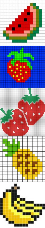 Рисование по клеточкам фрукты