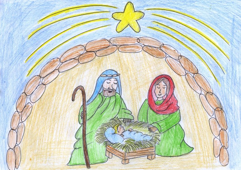 Рисунок на тему Рождество