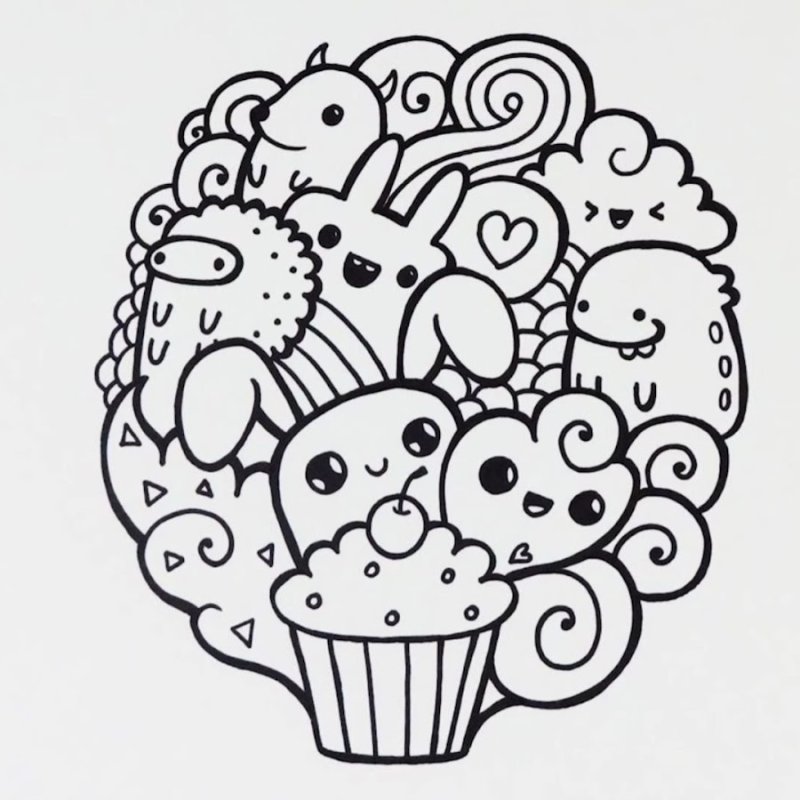 раскраски антистресс милые еда