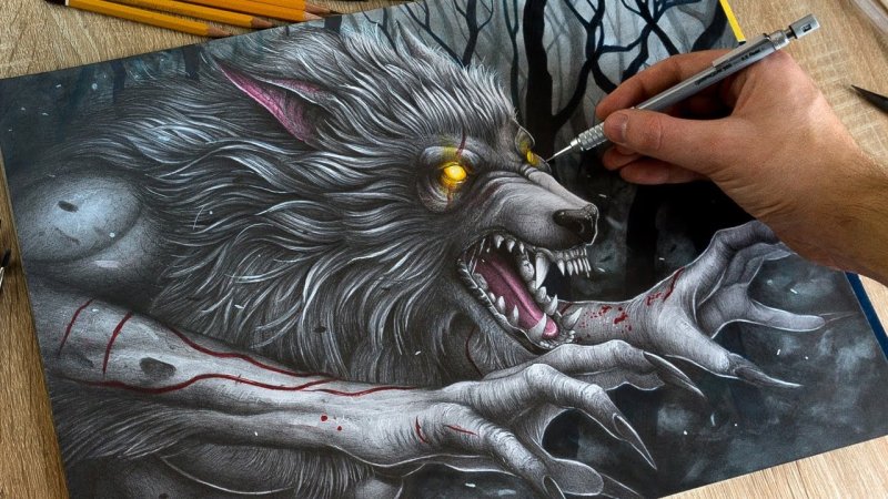 Оборотень рисунок карандашом
