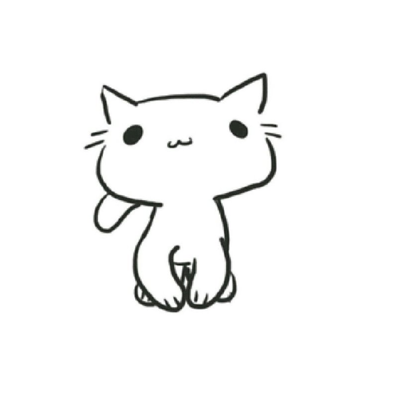 Котик черно белый рисунок