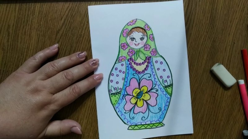 матрешка рисование