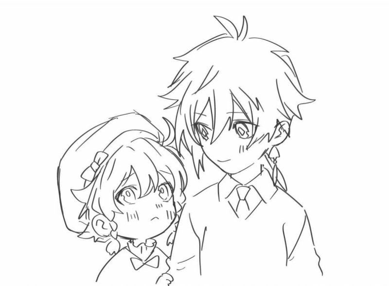 Венти Геншин Импакт черно белый