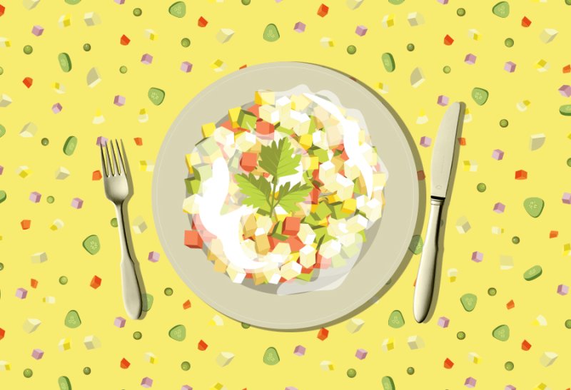 Салат Оливье рисунок