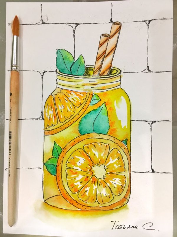 Лимонад акварель