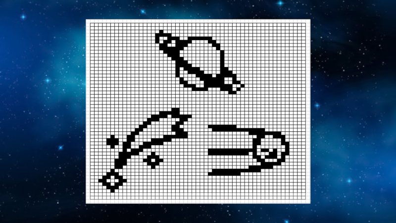 Рисунки по клеточкам космос