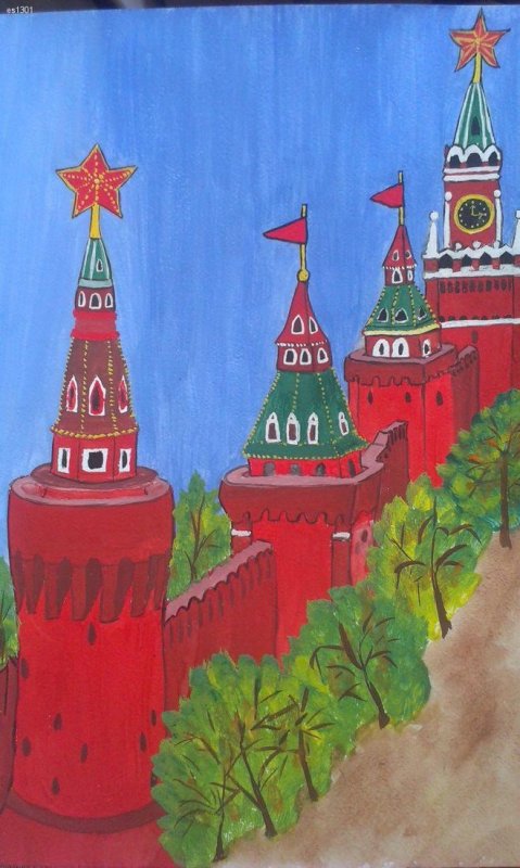 Спасская башня Кремля рисование