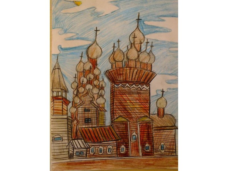 Кижи рисунок детский