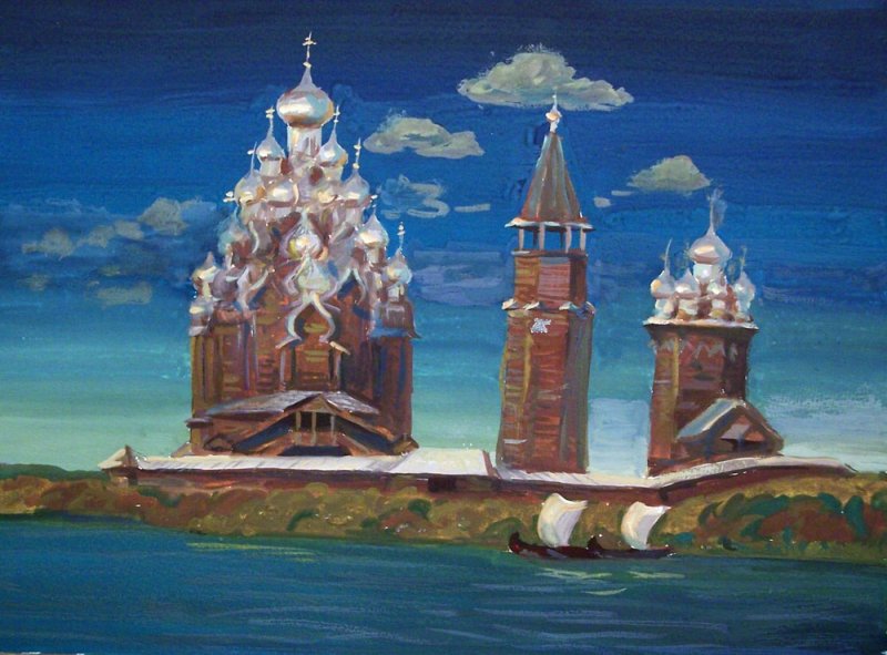 Храм Кижи рисунок