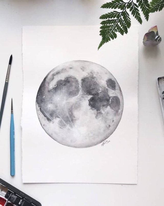 Луна акварелью