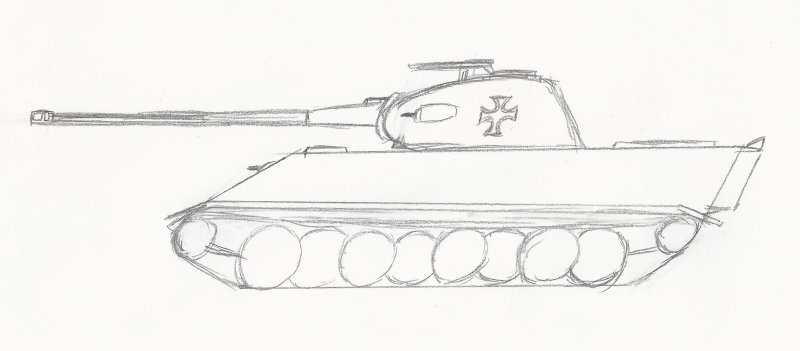 Рисунок танка карандашом
